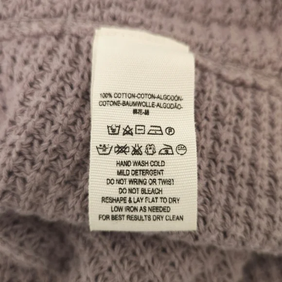 Free People Moonshine Waffle Knit Cold Shoulder Sweater in Lavender Size Medium - Picture 10 of 14